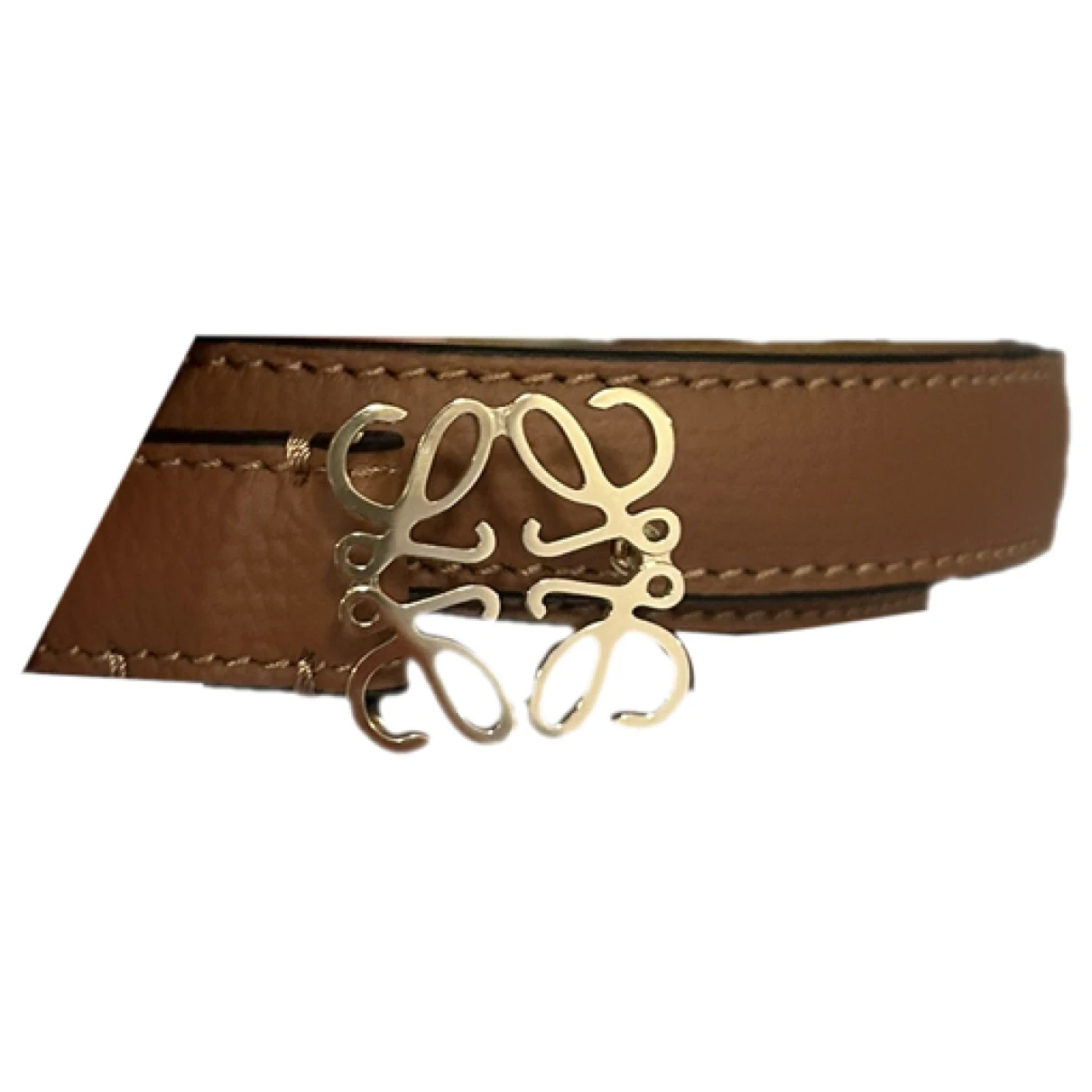Pre-owned Loewe Anagram Leather Belt In Camel