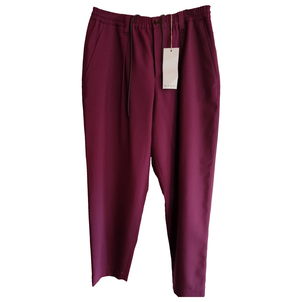 Pre-owned Marni Wool Trousers In Burgundy