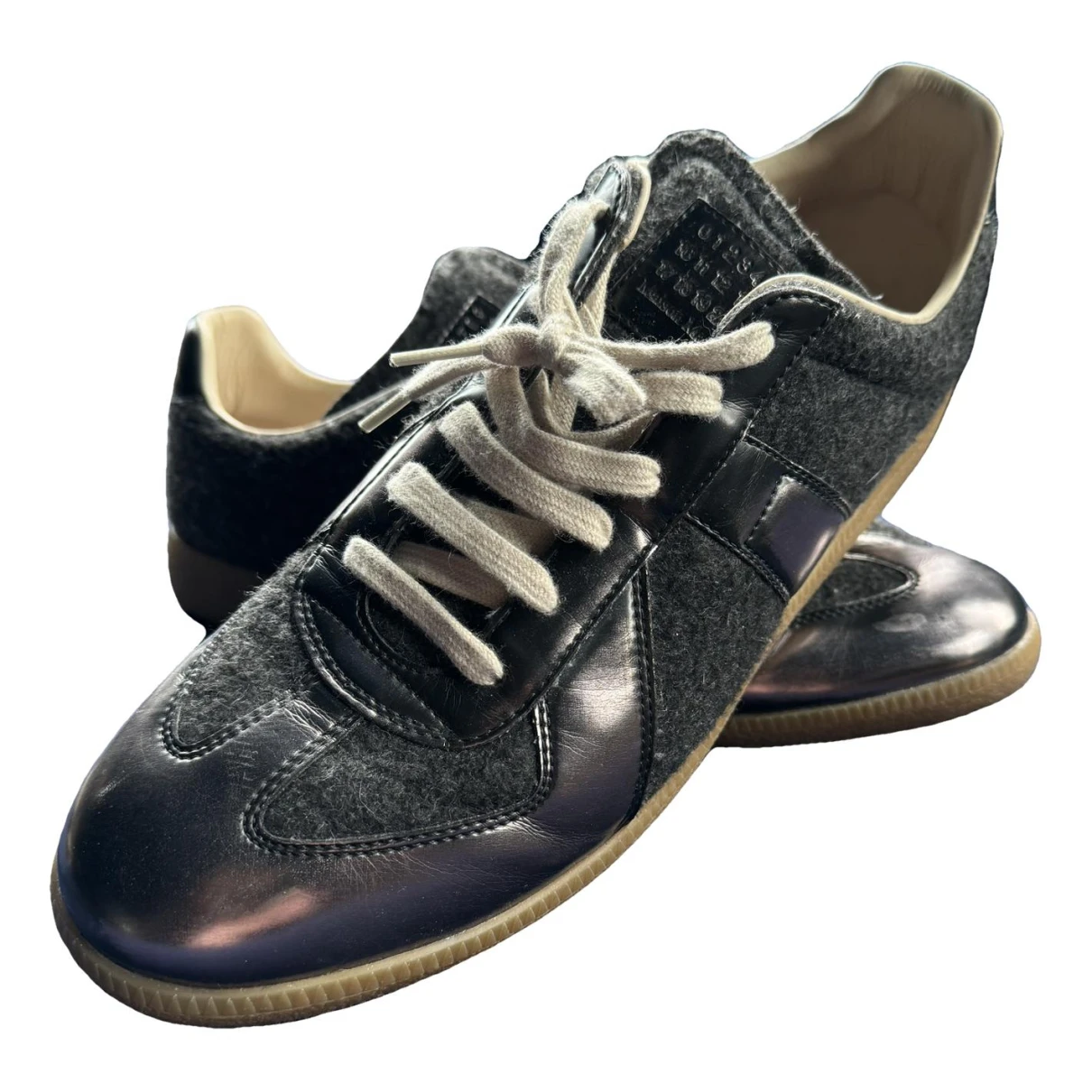 Pre-owned Maison Margiela Replica Patent Leather Low Trainers In Metallic