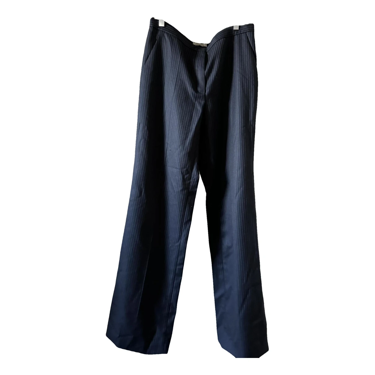 Pre-owned Nina Ricci Wool Straight Pants In Navy