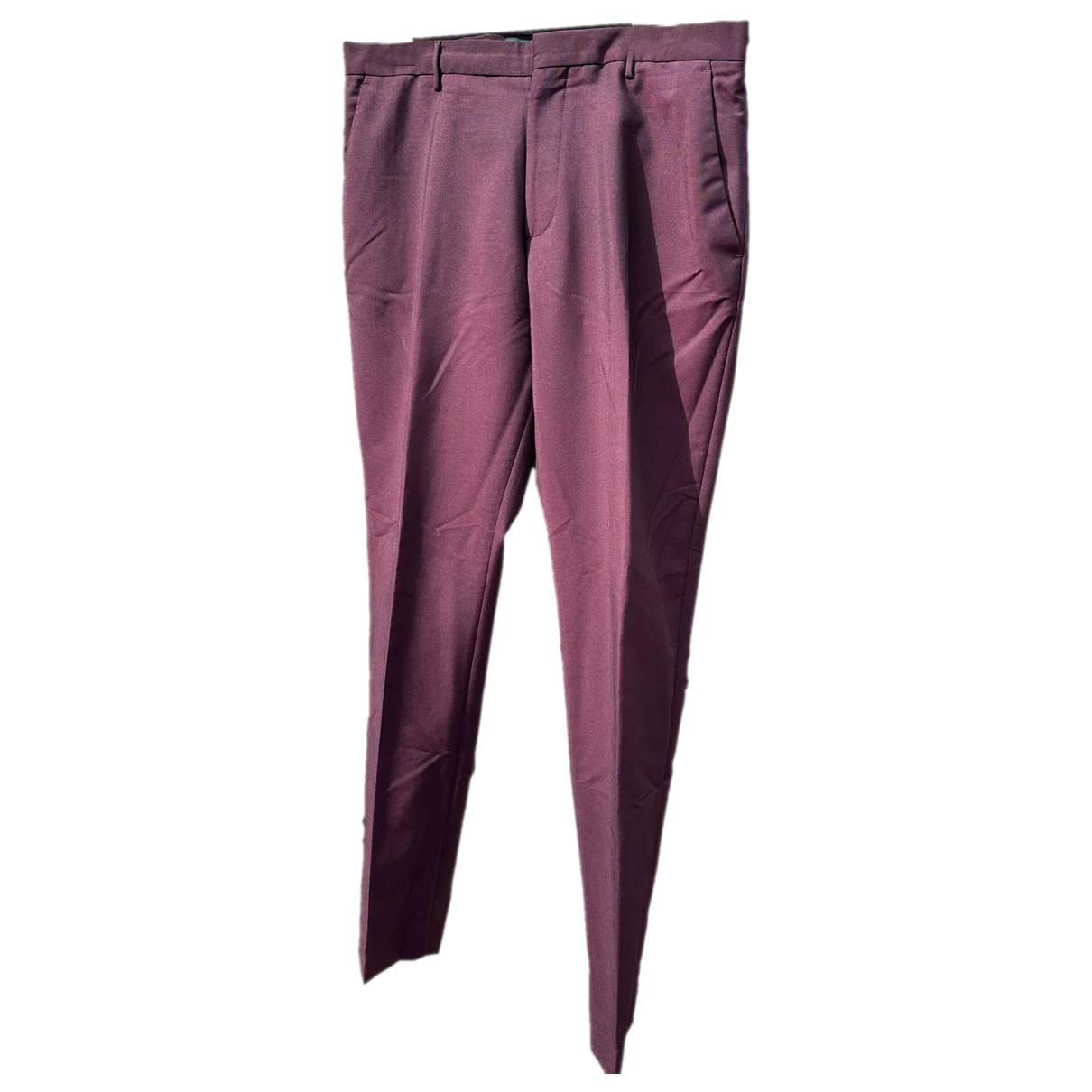 Pre-owned Burberry Wool Trousers In Burgundy