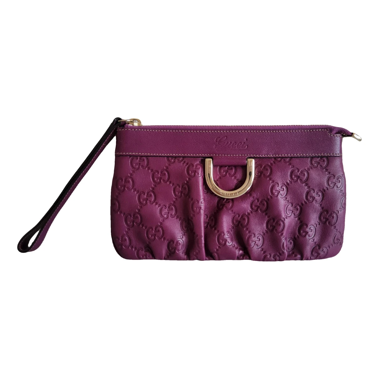 Pre-owned Gucci Leather Clutch Bag In Purple