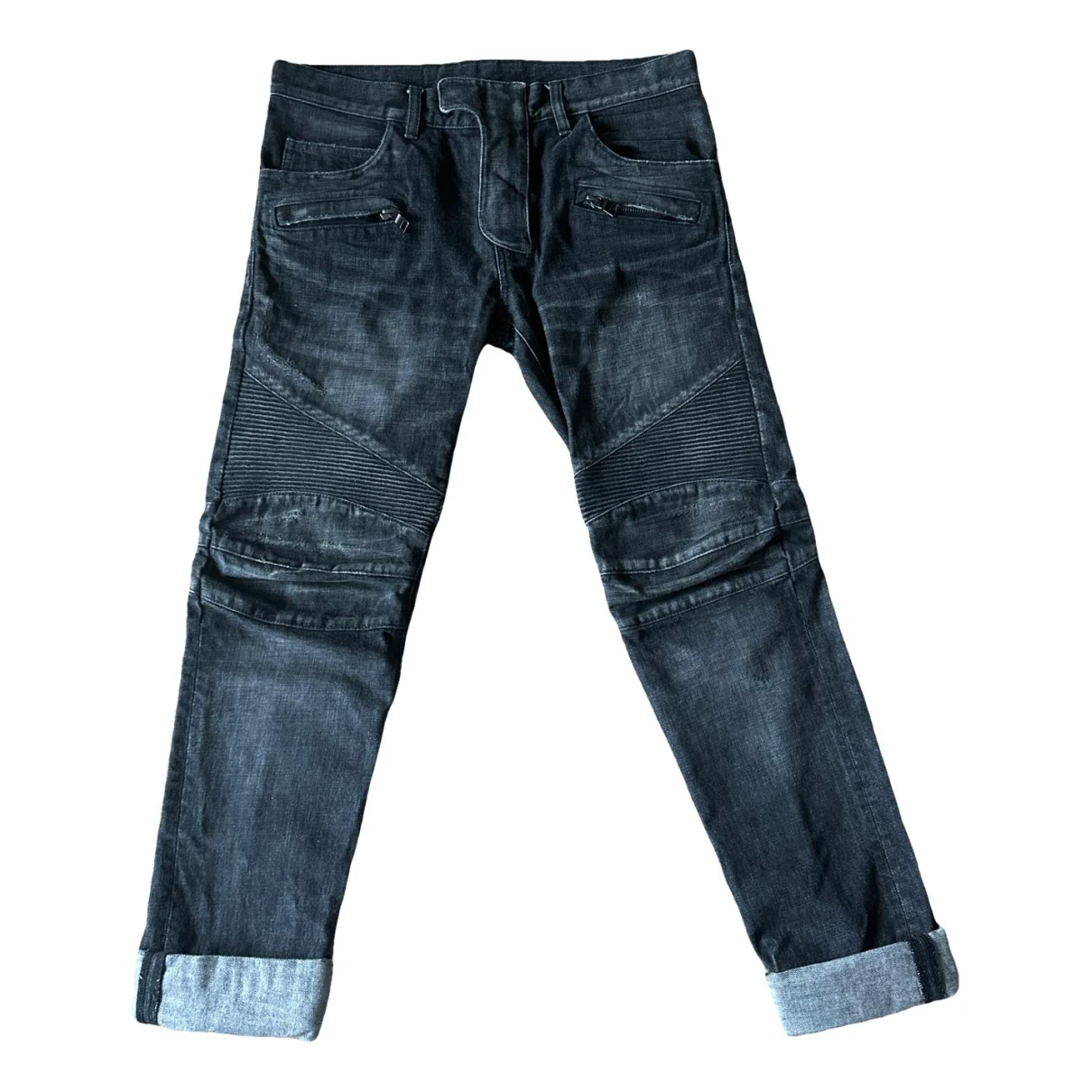 Pre-owned Balmain Straight Jeans In Anthracite