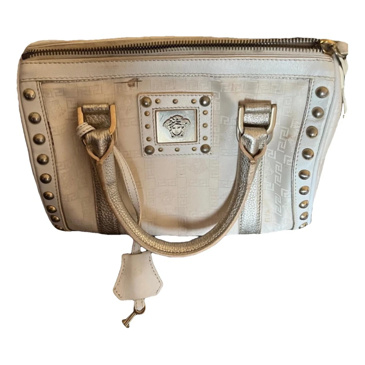 Pre-owned Versace Cloth Handbag In White