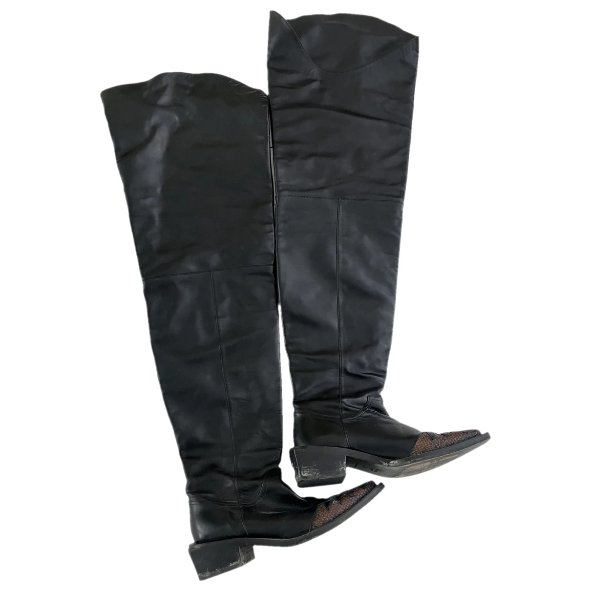 Pre-owned Martine Rose Leather Boots In Black
