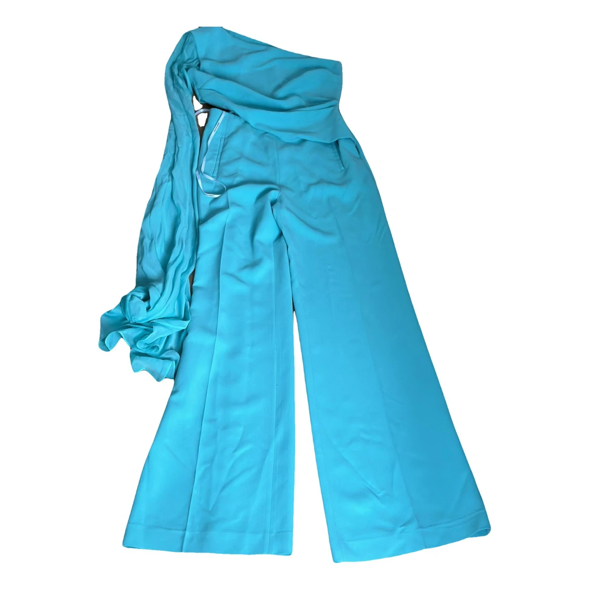 Pre-owned Roland Mouret Silk Jumpsuit In Turquoise