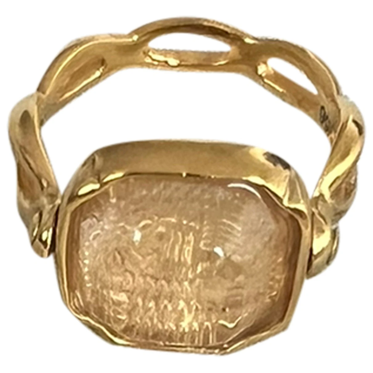 Pre-owned Goossens Crystal Ring In Beige
