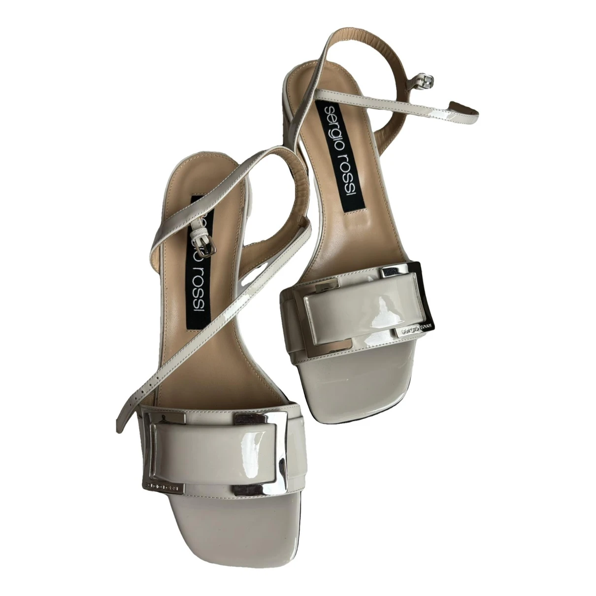 Pre-owned Sergio Rossi Patent Leather Sandal In Beige