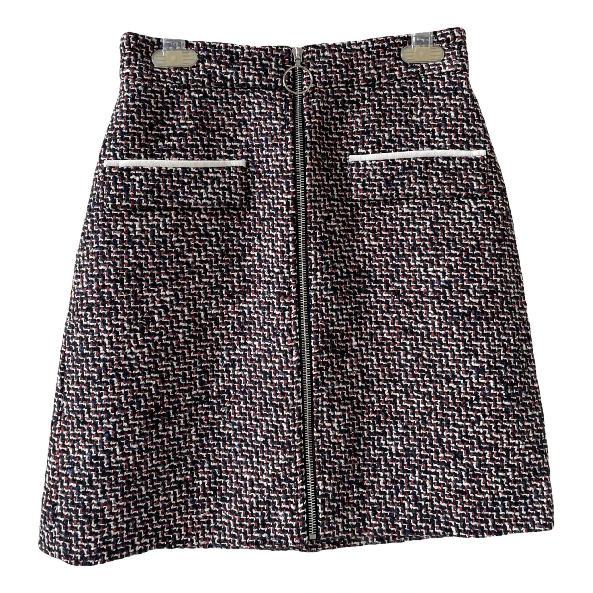 Pre-owned Maje Fall Winter 2019 Tweed Mid-length Skirt In Navy