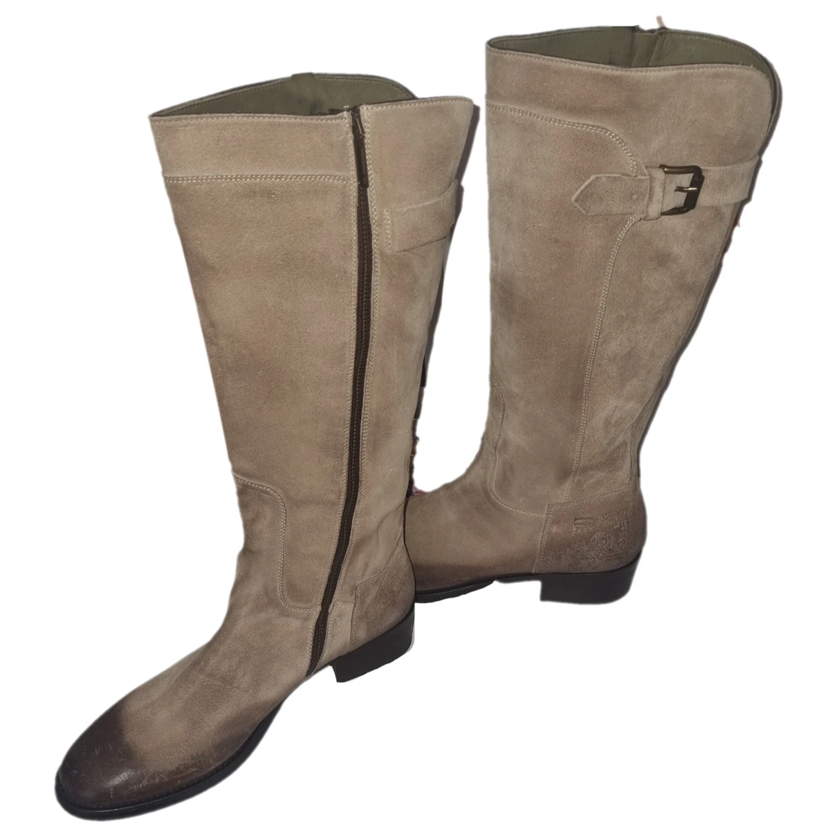 Pre-owned La Martina Leather Riding Boots In Beige