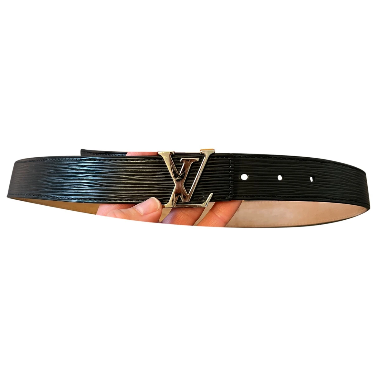 Pre-owned Louis Vuitton Initiales Leather Belt In Black