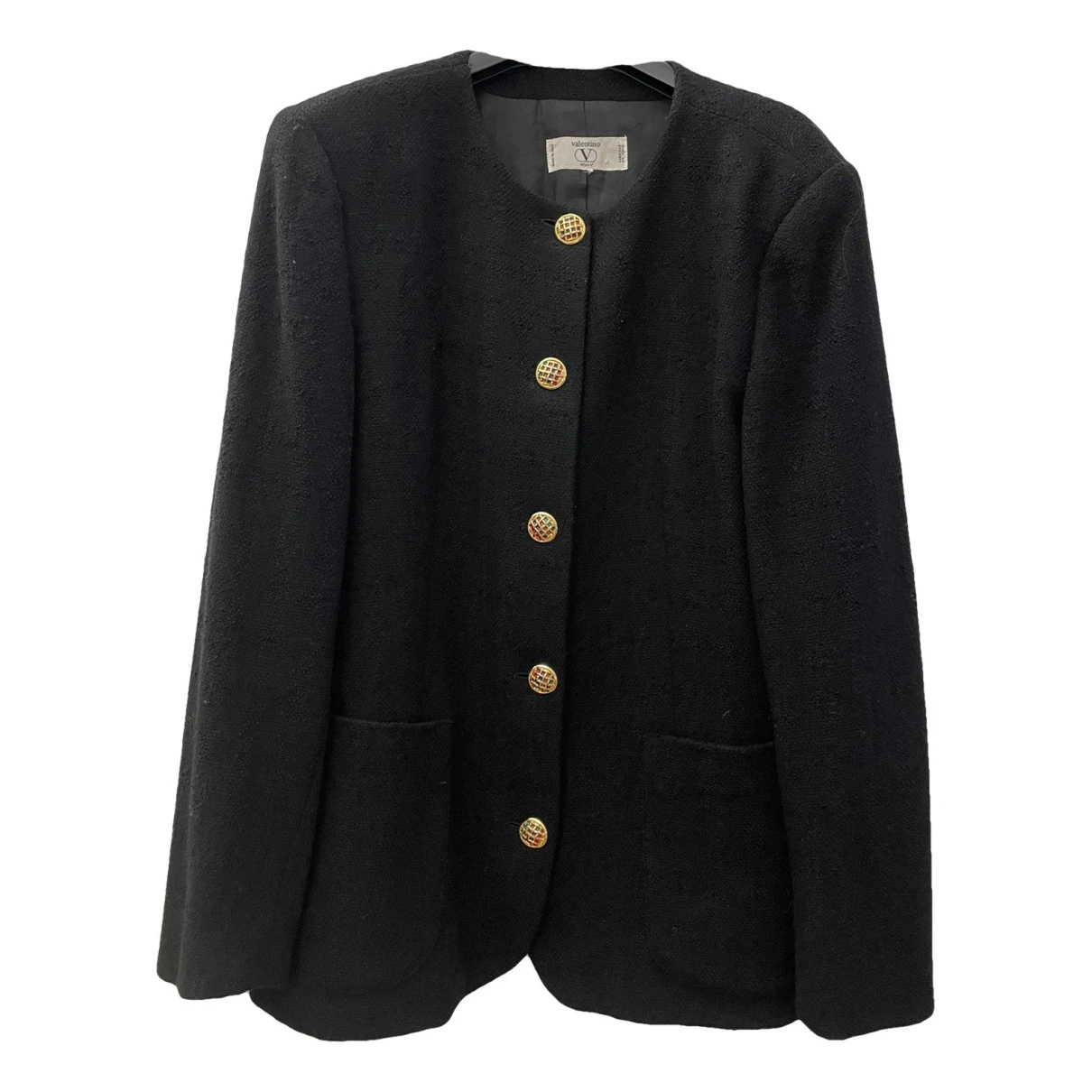 Pre-owned Valentino Tweed Blazer In Black