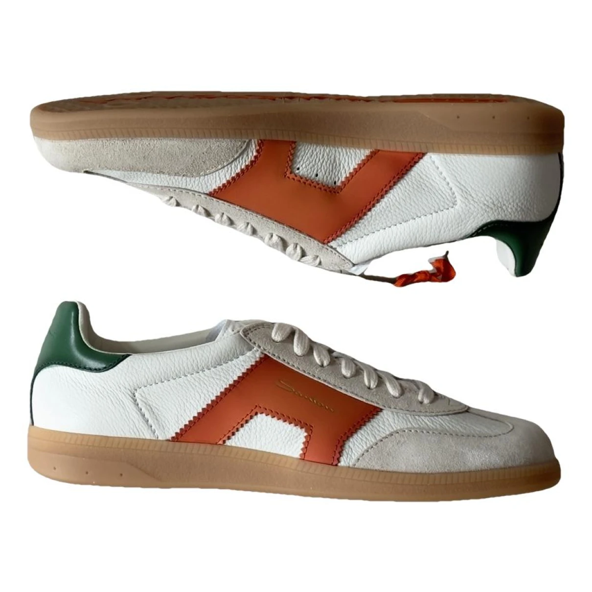 Pre-owned Santoni Leather Low Trainers In Multicolour