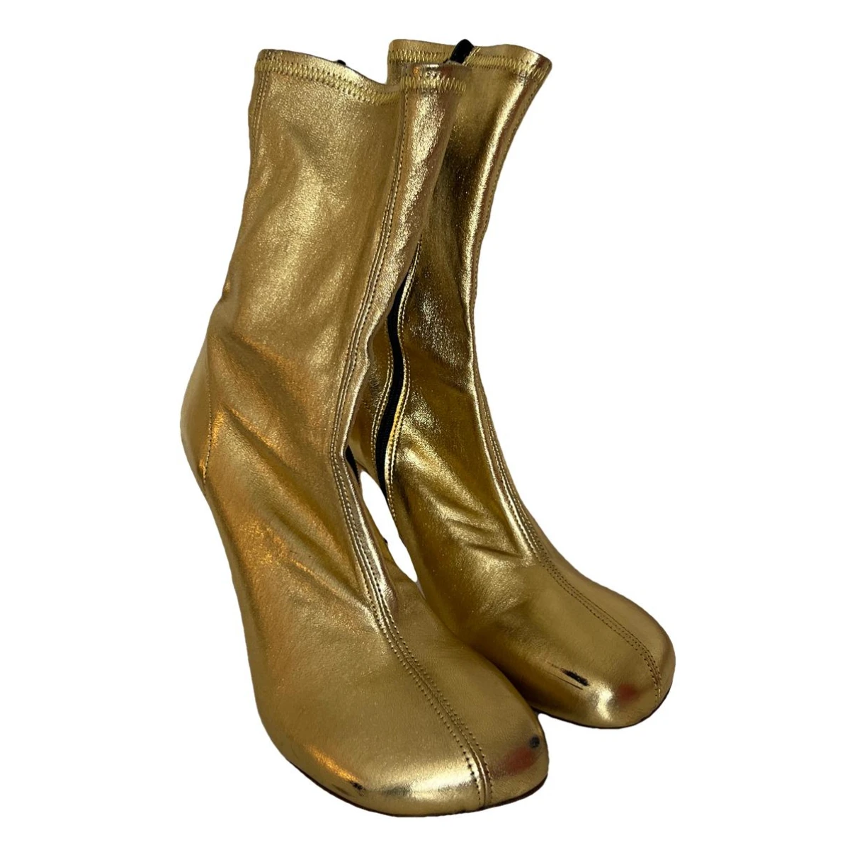 Pre-owned Dries Van Noten Leather Boots In Gold