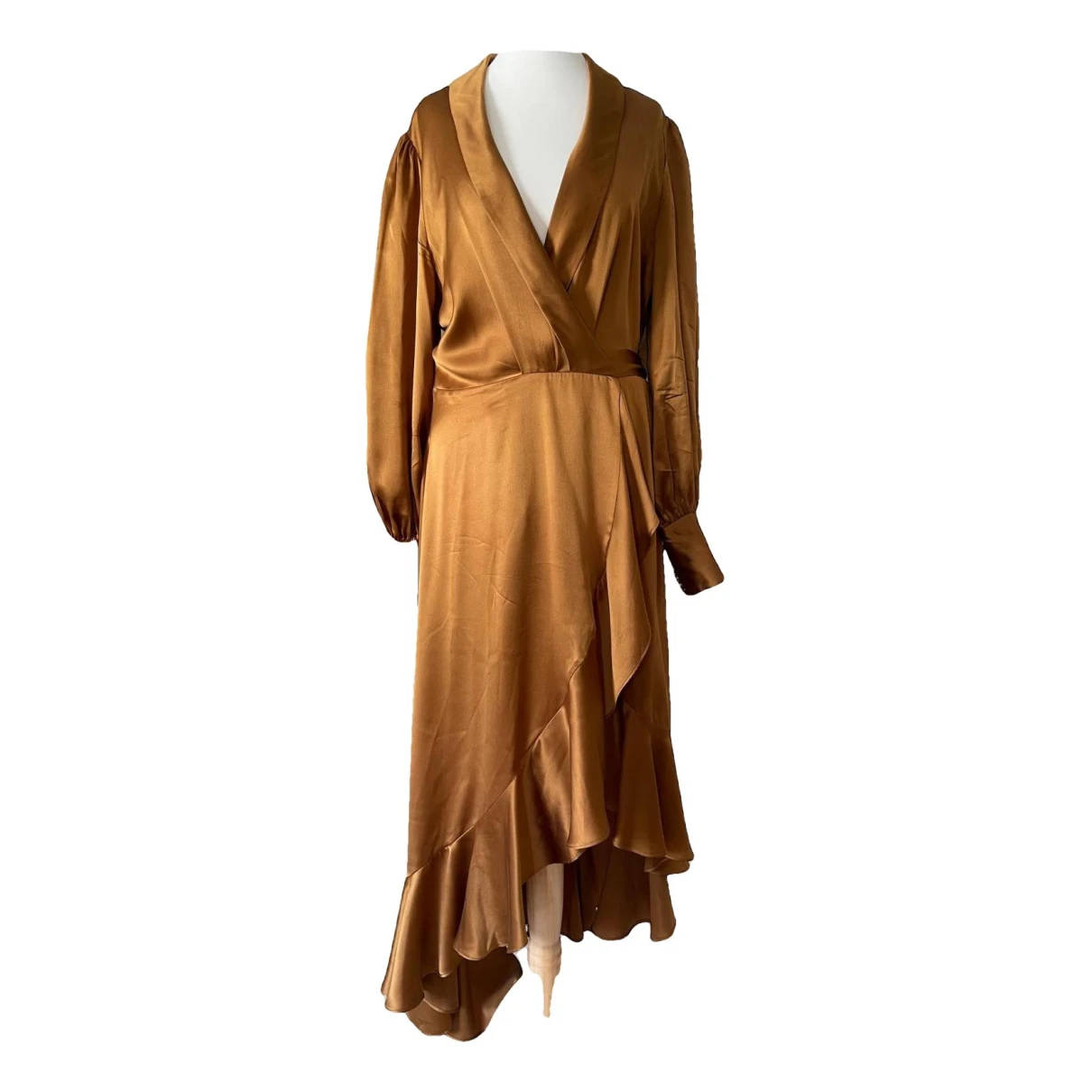 Pre-owned Zimmermann Silk Mid-length Dress In Brown