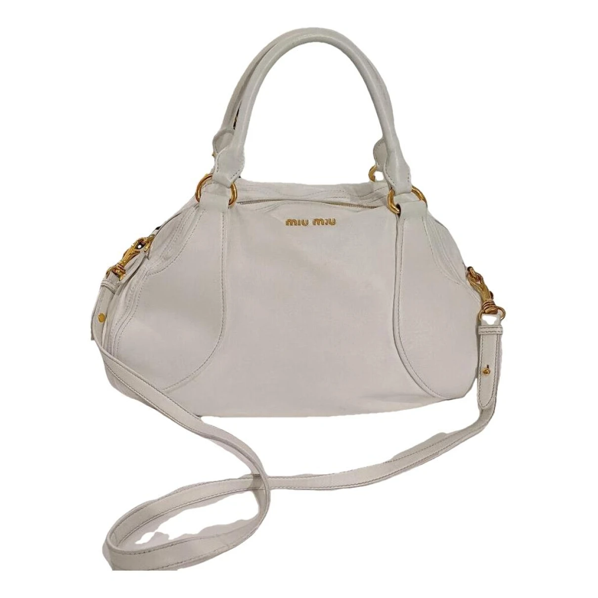 Pre-owned Miu Miu Leather Handbag In White