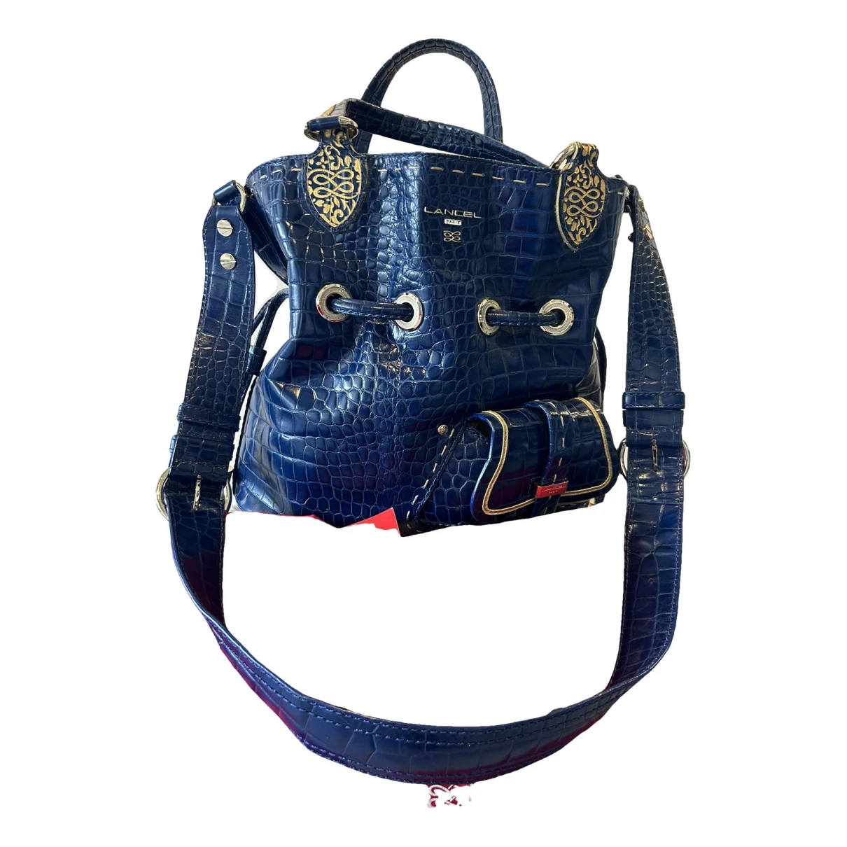Pre-owned Lancel 1er Flirt Leather Crossbody Bag In Blue