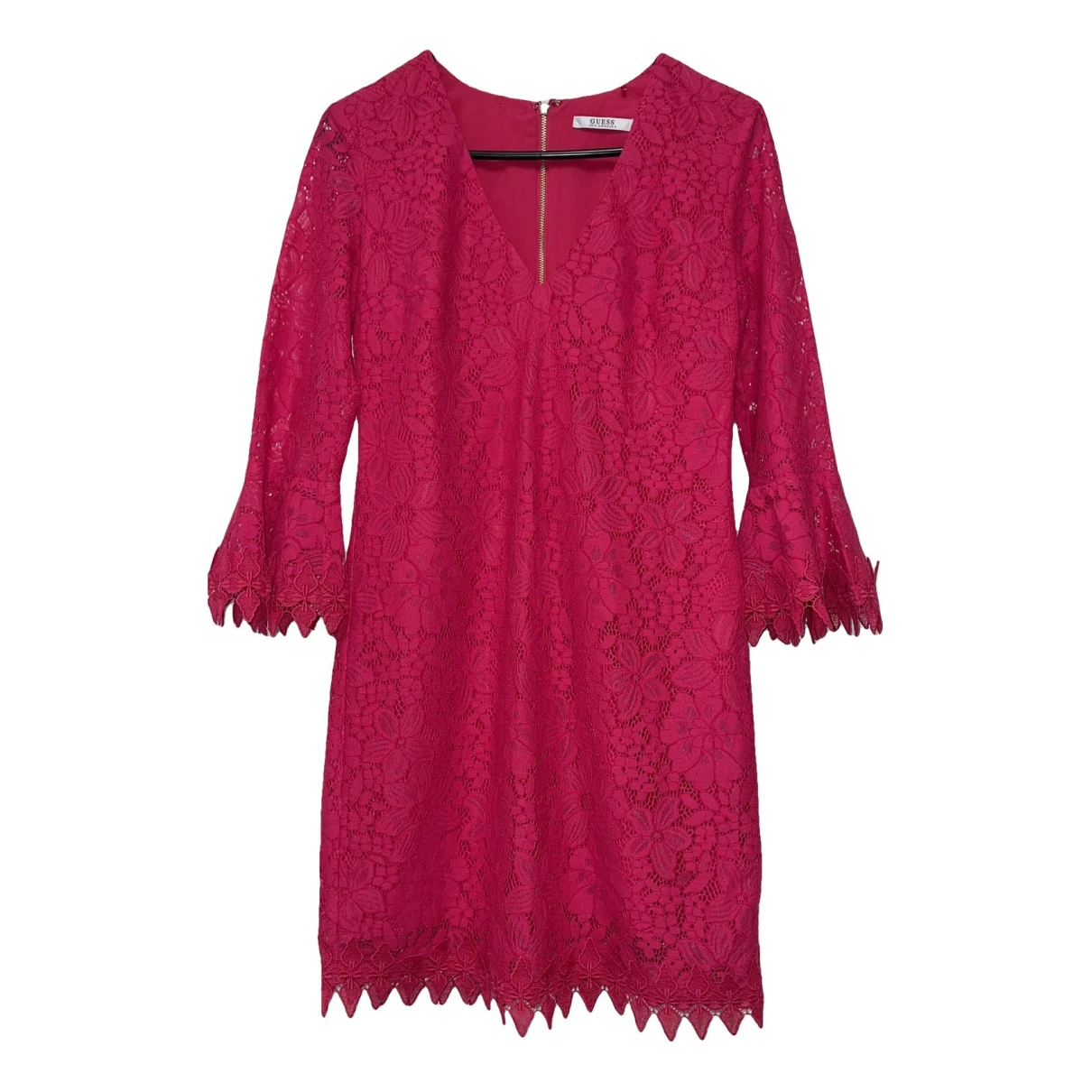 Pre-owned Guess Lace Mini Dress In Pink