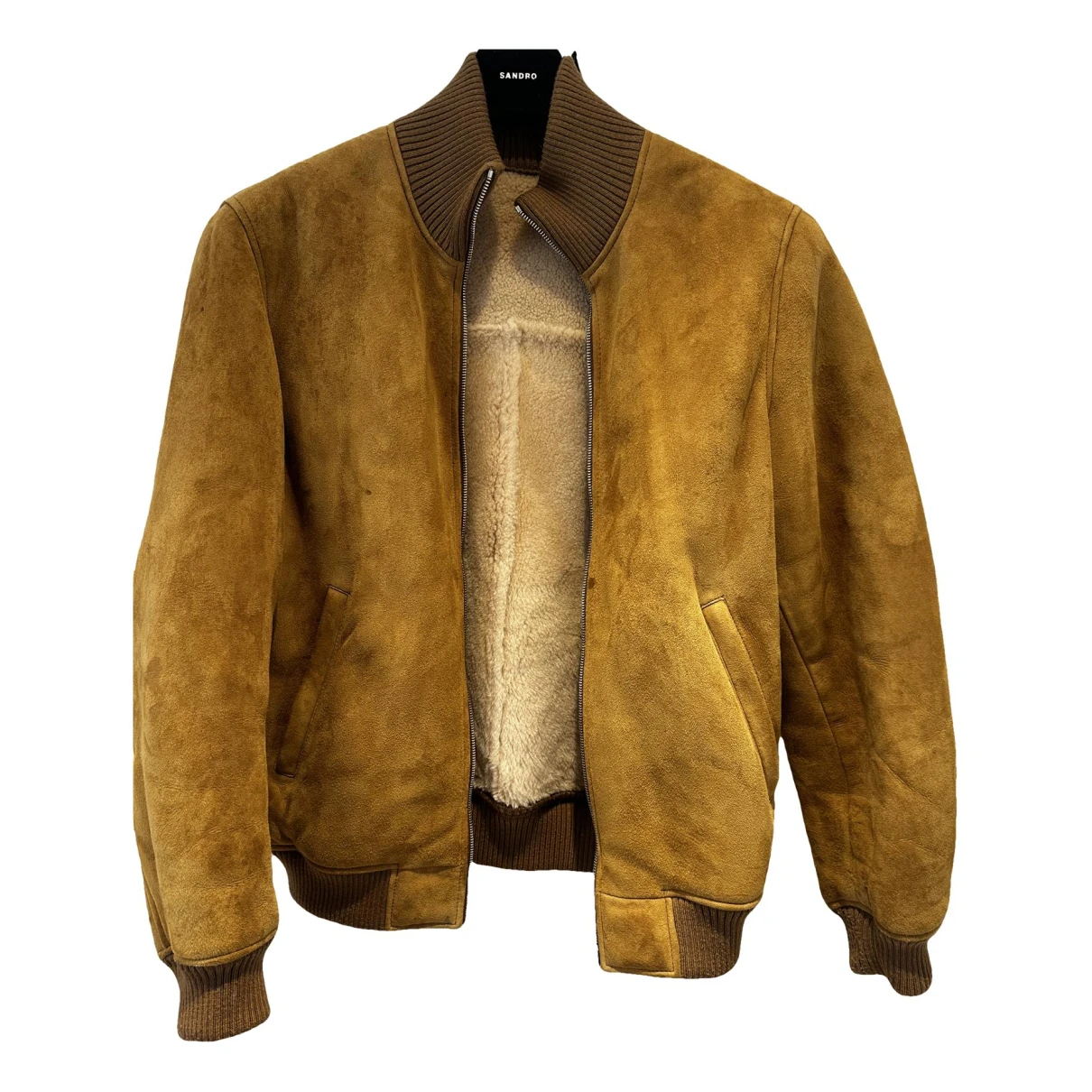 Pre-owned Sandro Shearling Jacket In Camel