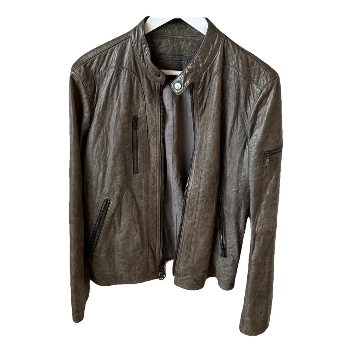 Pre-owned John Varvatos Leather Vest In Grey