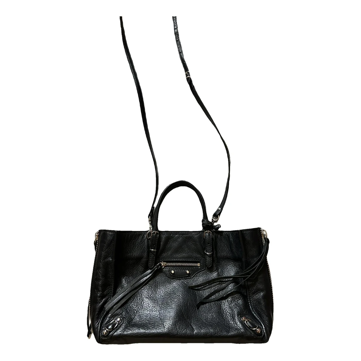Pre-owned Balenciaga Papier Leather Crossbody Bag In Black