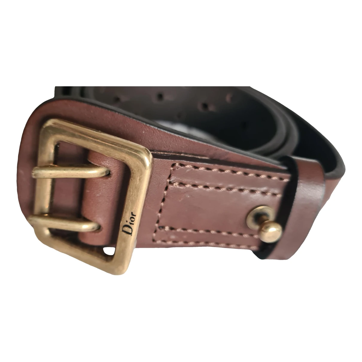 Pre-owned Dior Quake Leather Belt In Brown