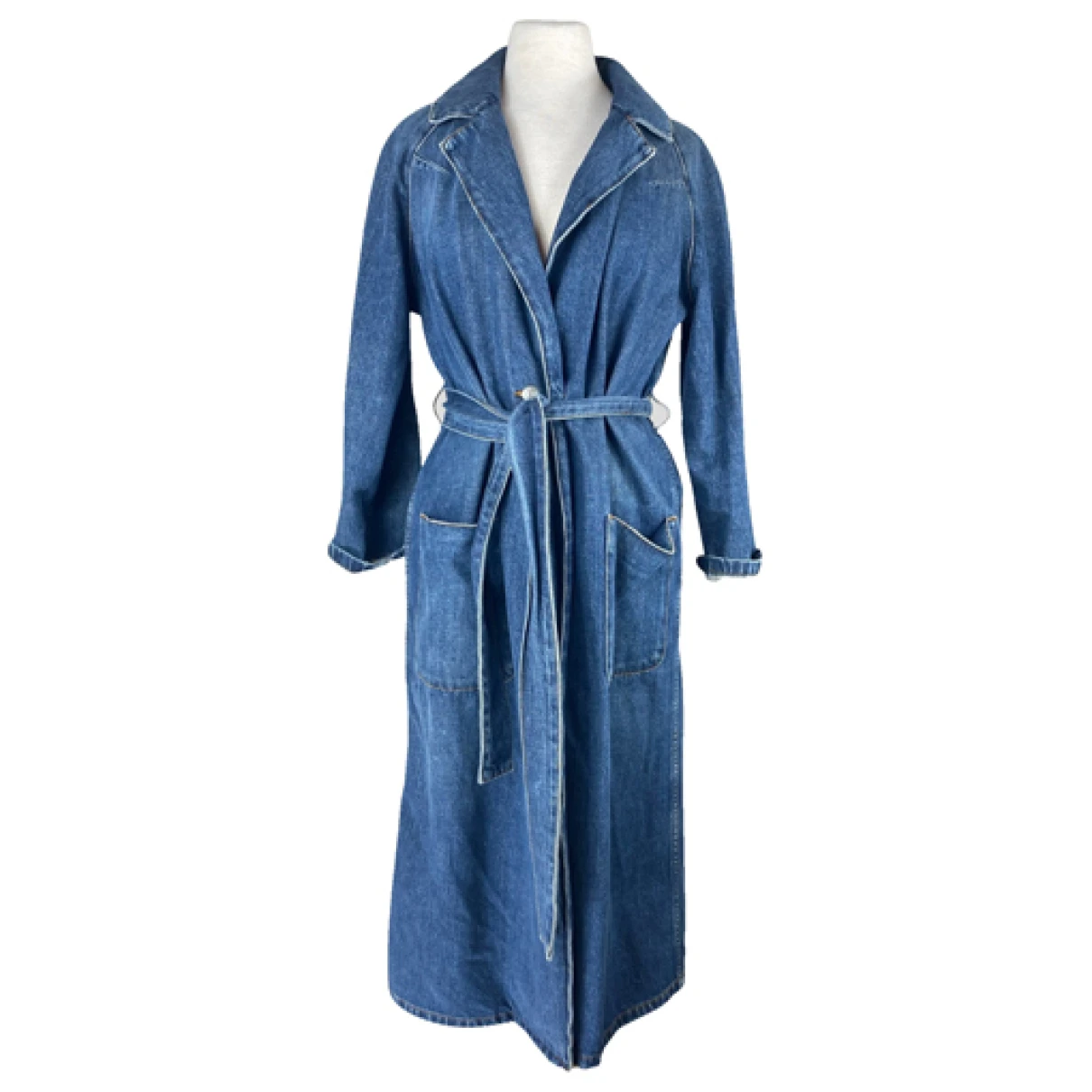 Pre-owned Ganni Coat In Blue