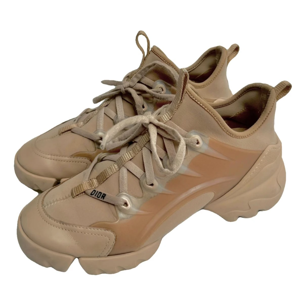 Pre-owned Dior Leather Trainers In Beige
