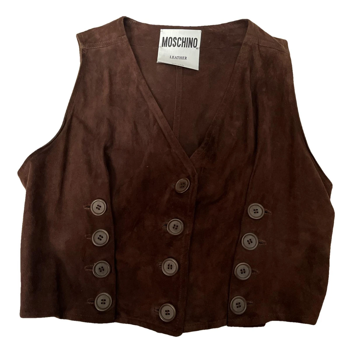 Pre-owned Moschino Leather Biker Jacket In Brown