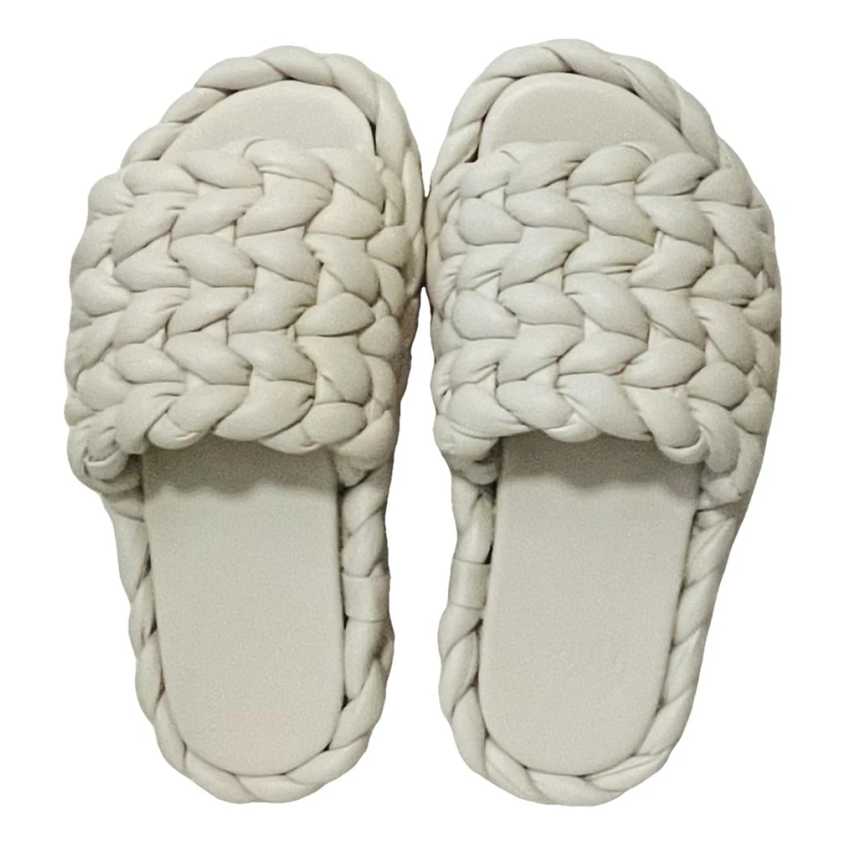 Pre-owned Chloé Woody Leather Mules In White