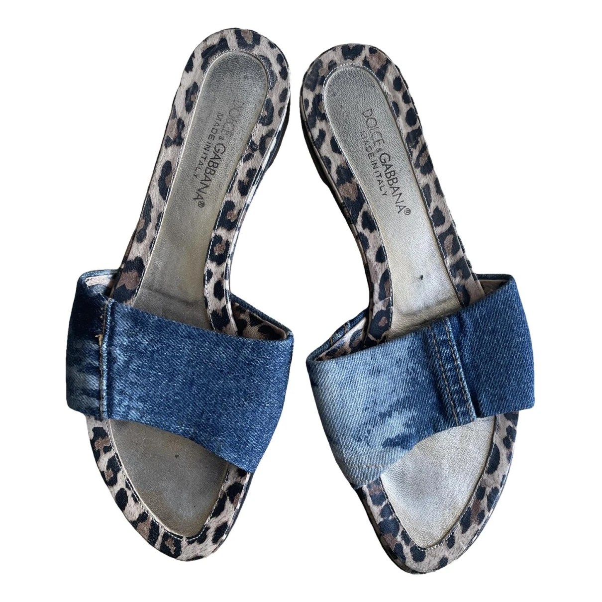 Pre-owned Dolce & Gabbana Leather Mules In Blue