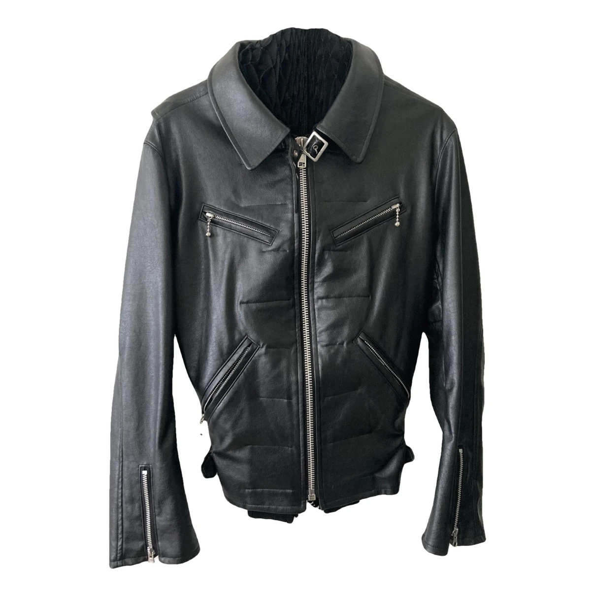 Pre-owned Junya Watanabe Vegan Leather Biker Jacket In Black