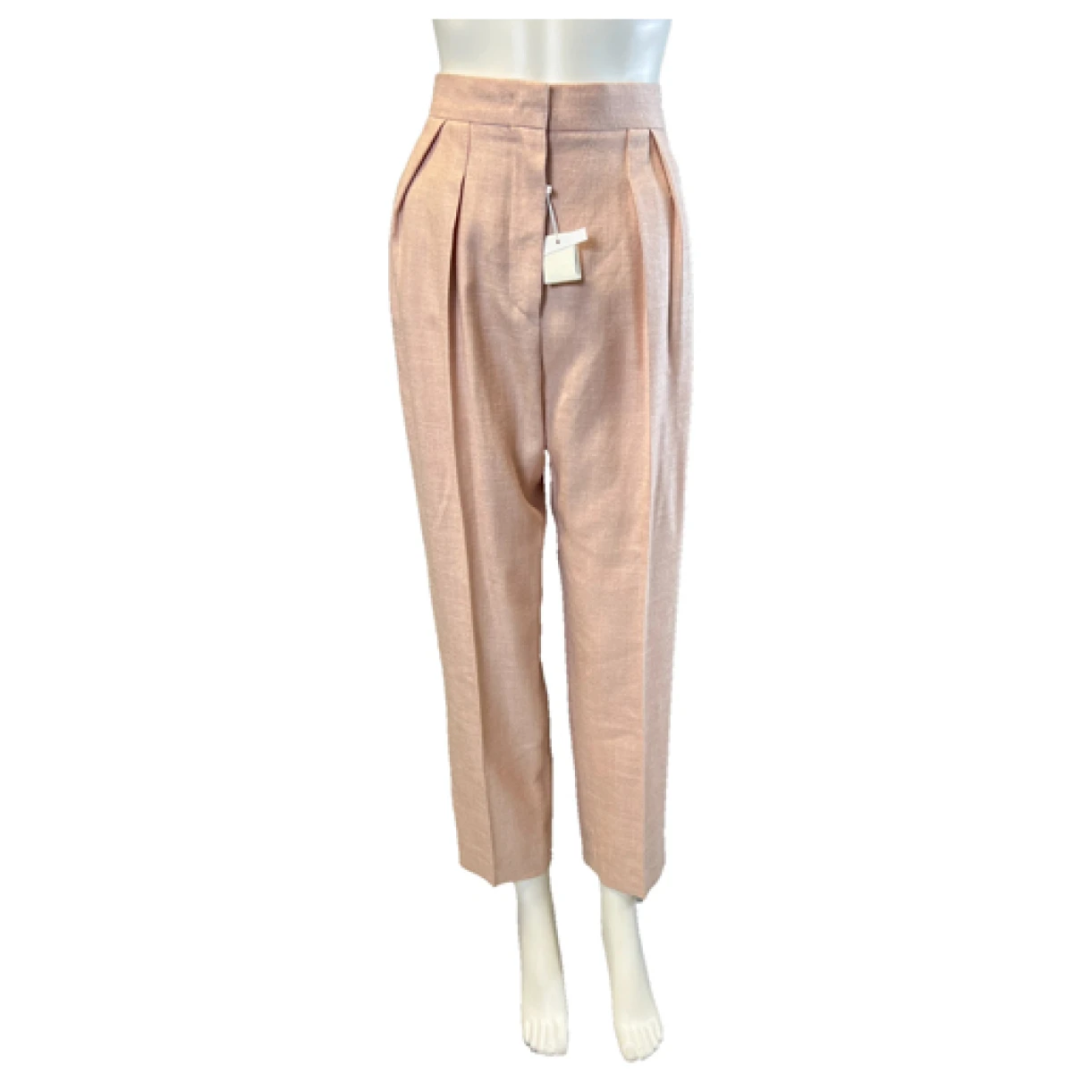 Pre-owned Max Mara Linen Straight Pants In Pink