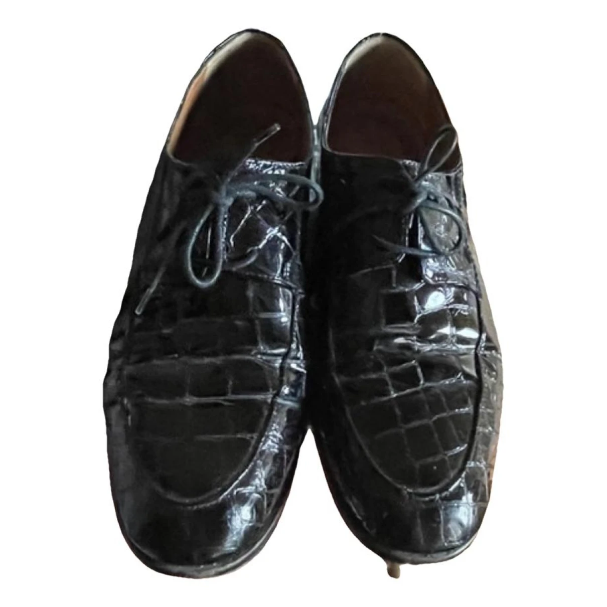 Pre-owned Anne Thomas Patent Leather Lace Ups In Black