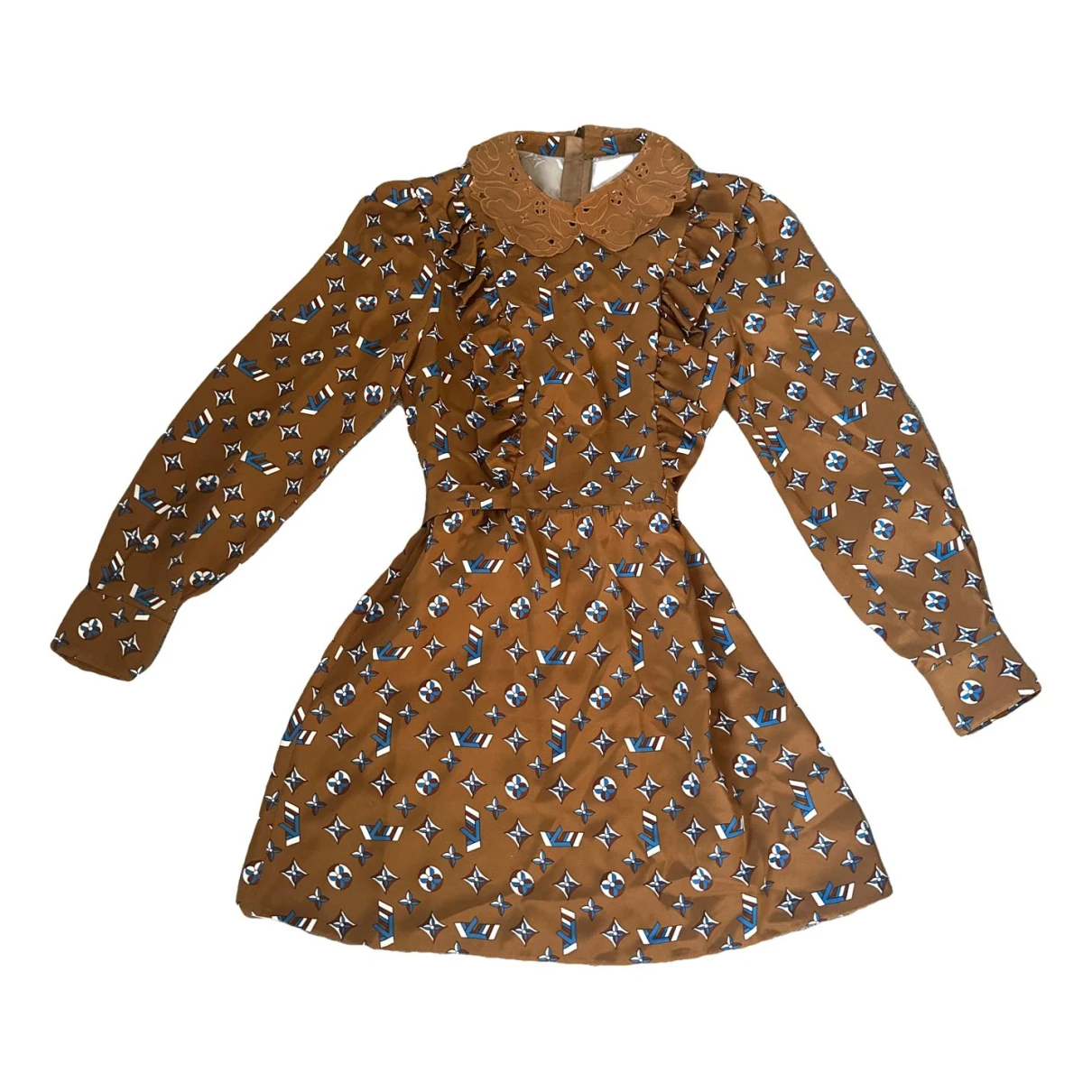 Pre-owned Louis Vuitton Silk Mini Dress In Brown