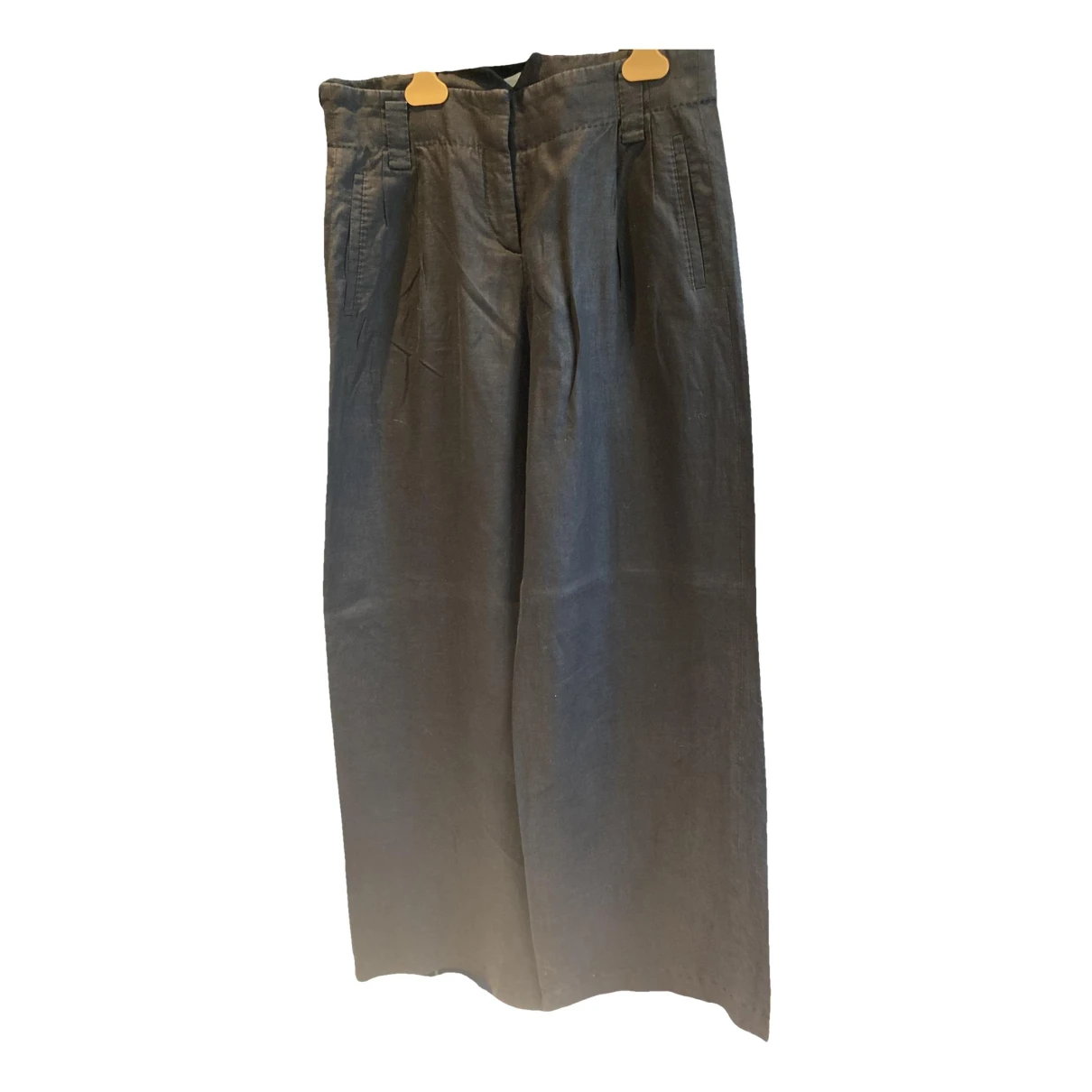 Pre-owned Hugo Boss Linen Large Pants In Black