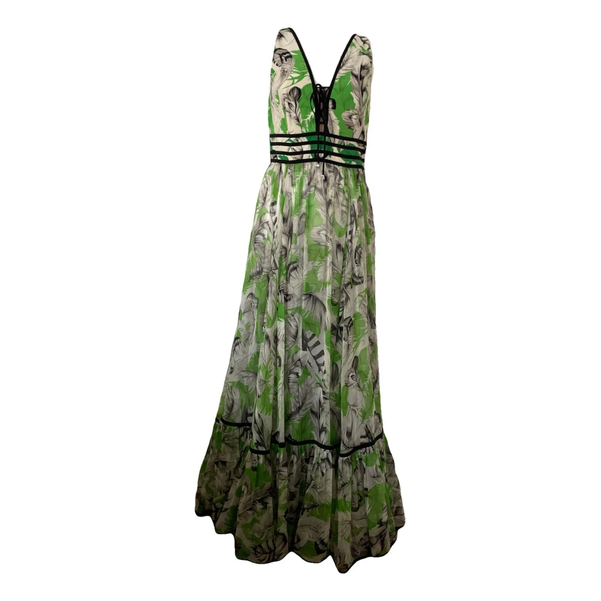 Pre-owned Roberto Cavalli Silk Maxi Dress In Green
