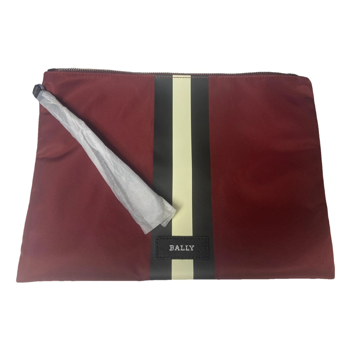 Pre-owned Bally Cloth Clutch Bag In Burgundy