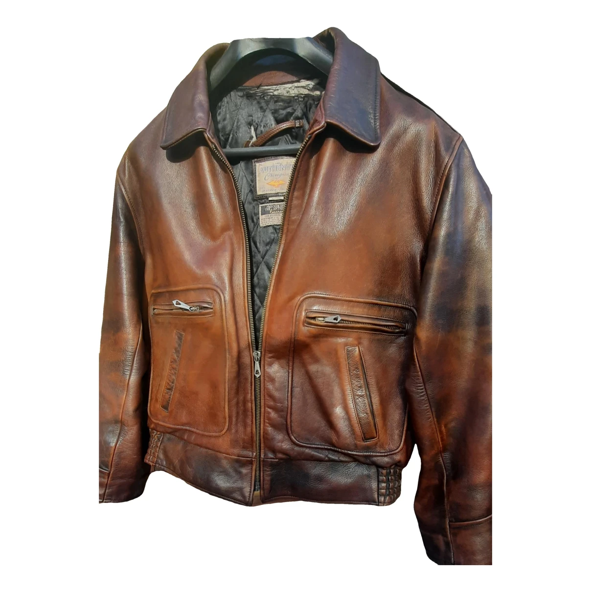 Pre-owned Chevignon Leather Jacket In Brown