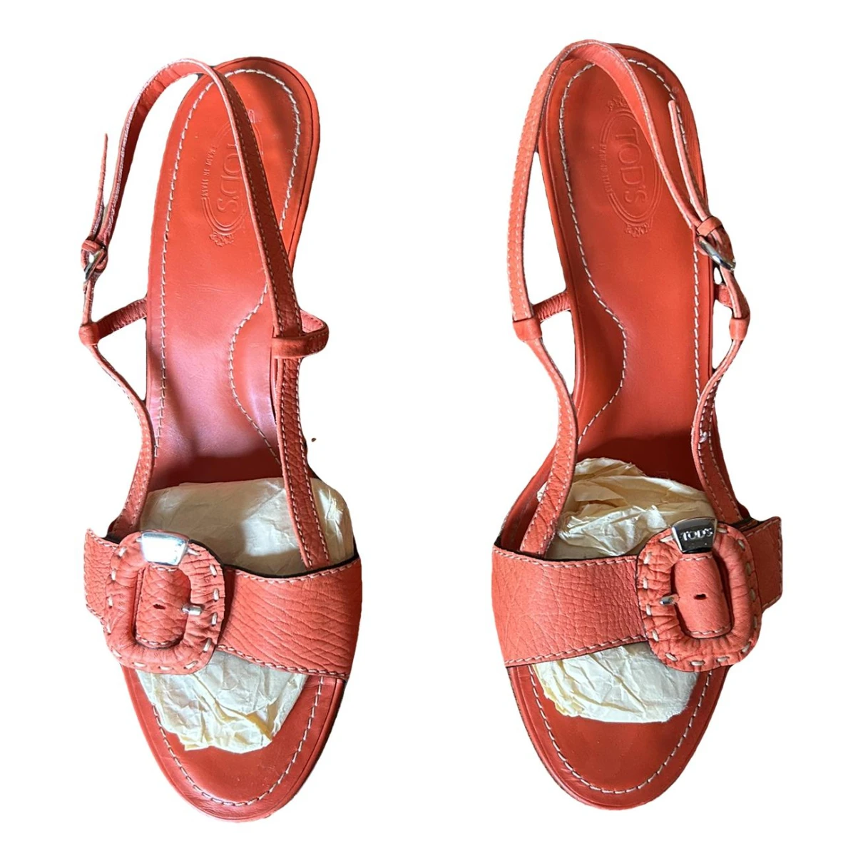 Pre-owned Tod's Leather Sandal In Orange