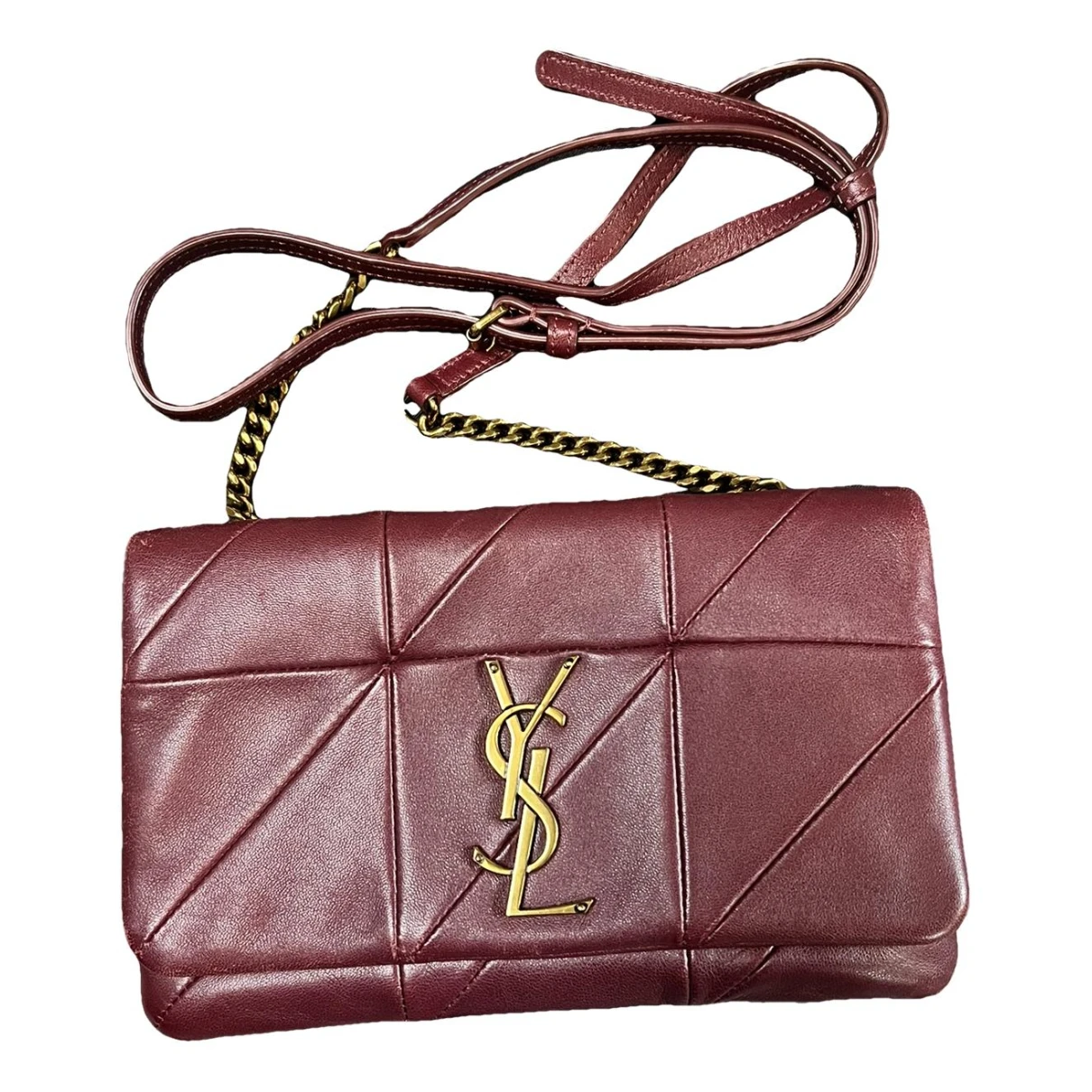 Pre-owned Saint Laurent Leather Clutch Bag In Burgundy