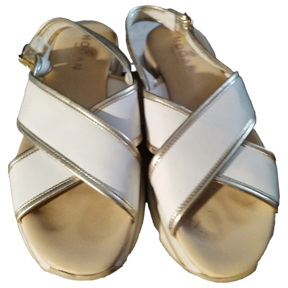 Pre-owned Hogan Leather Sandal In White