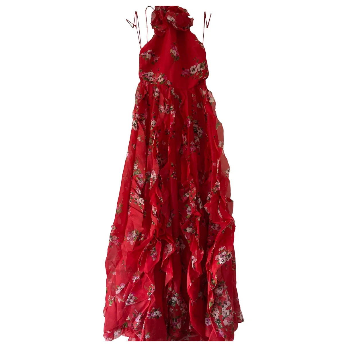 Pre-owned Carolina Herrera Silk Maxi Dress In Red