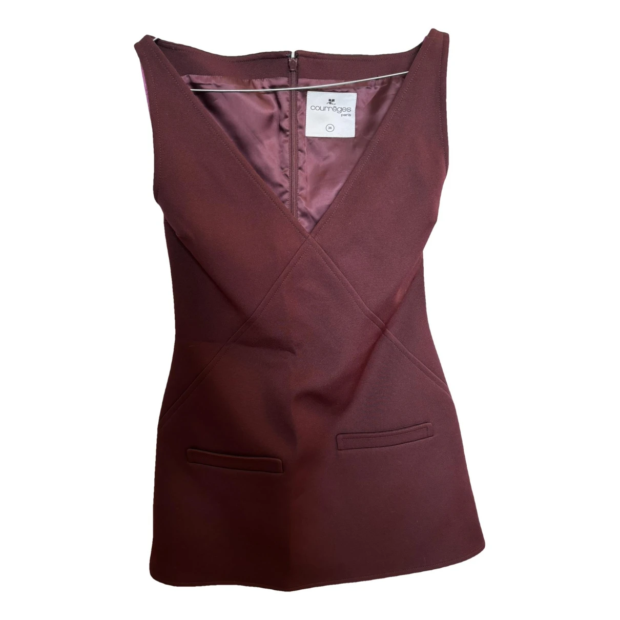 Pre-owned Courrèges Mini Dress In Burgundy