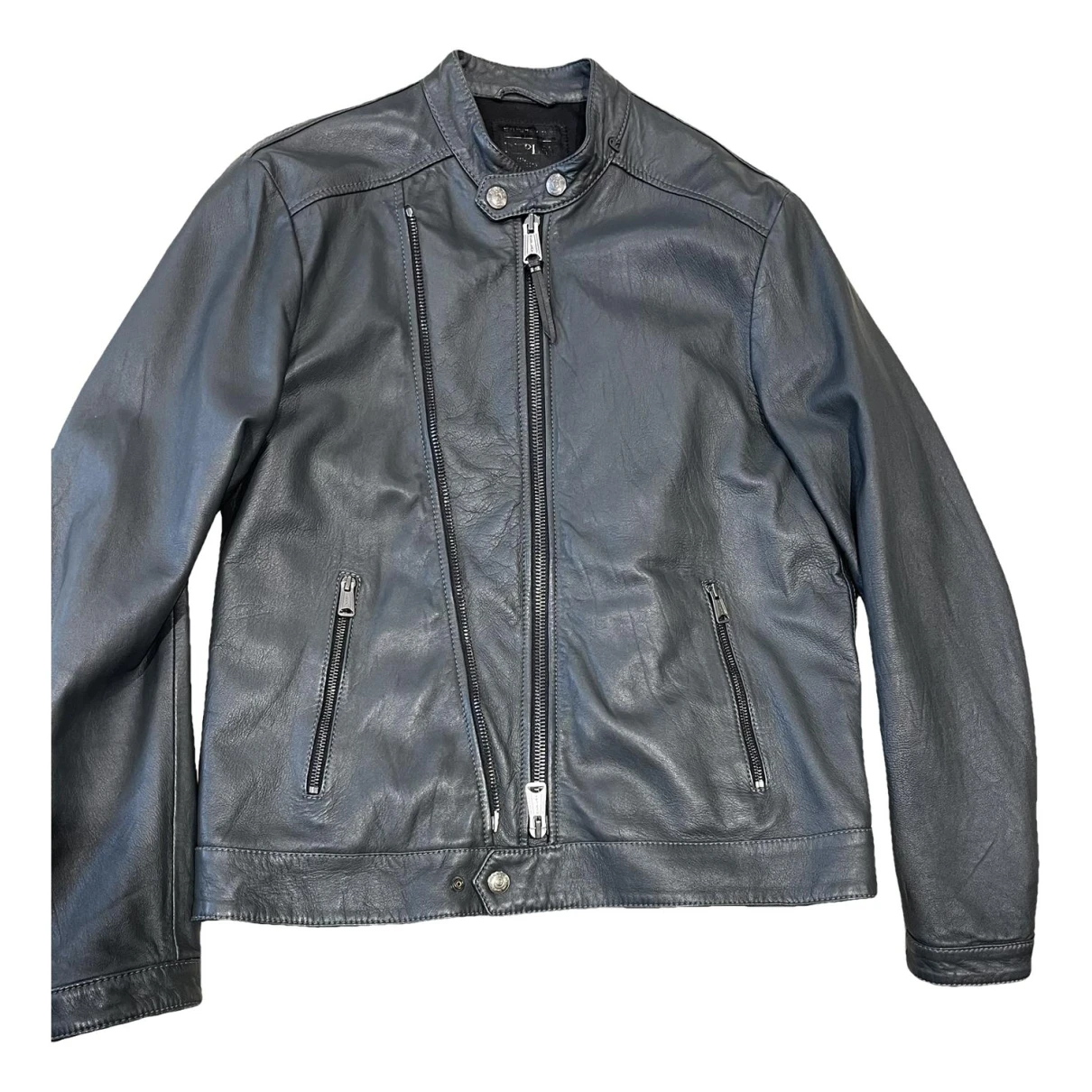 Pre-owned Replay Leather Jacket In Grey