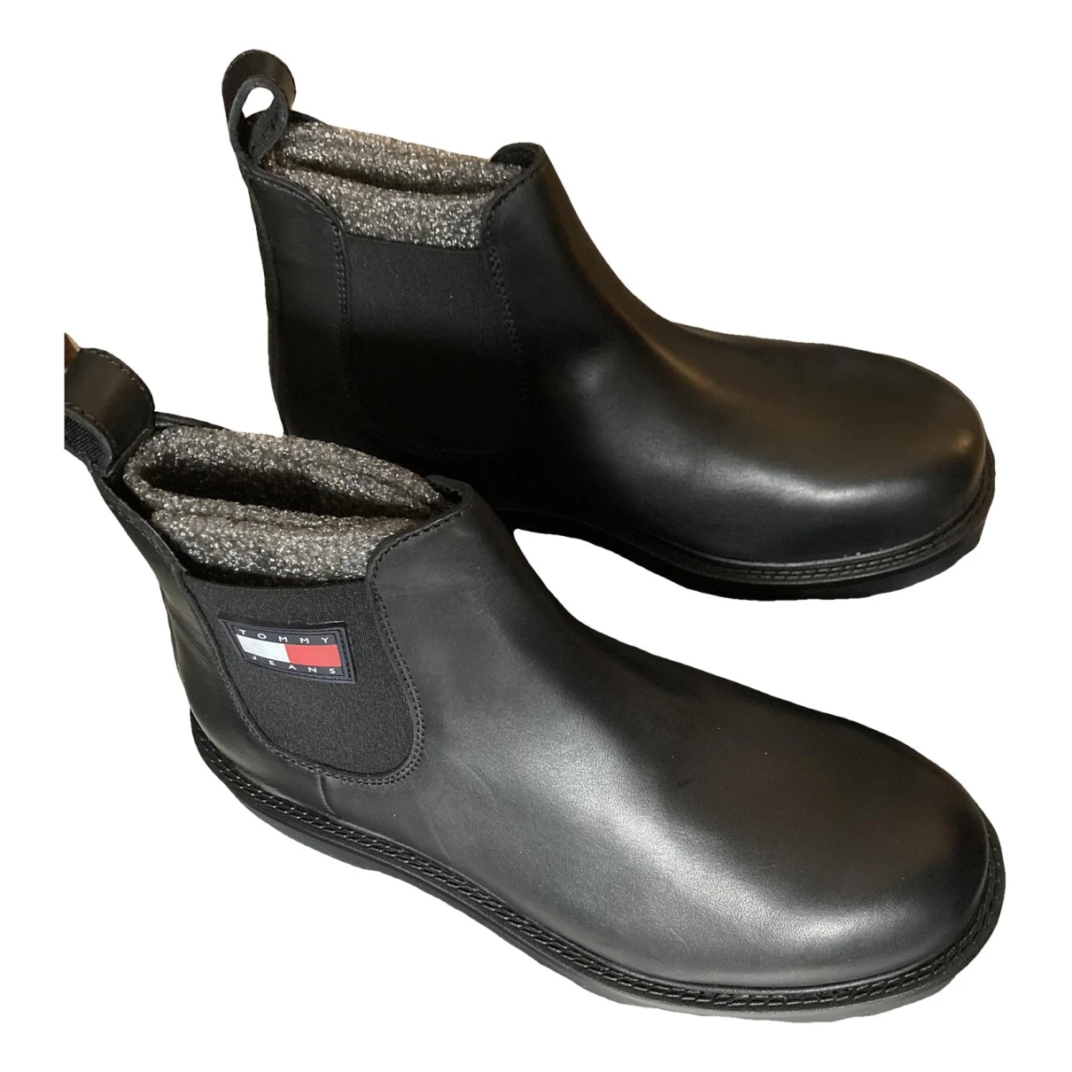 Pre-owned Tommy Jeans Leather Boots In Black