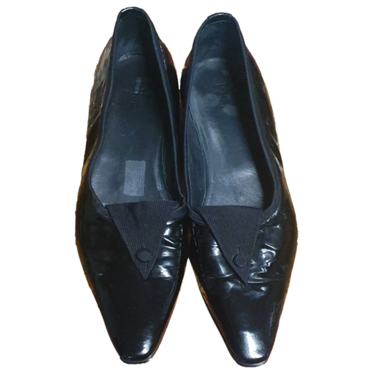 Pre-owned Dior Explorer Patent Leather Flats In Black