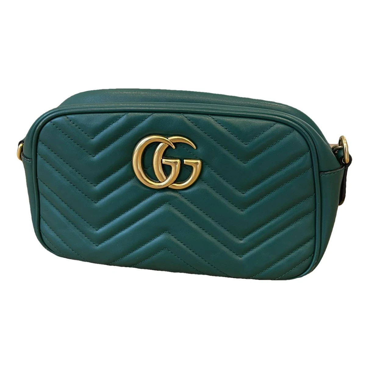 Pre-owned Gucci Gg Marmont Leather Crossbody Bag In Green