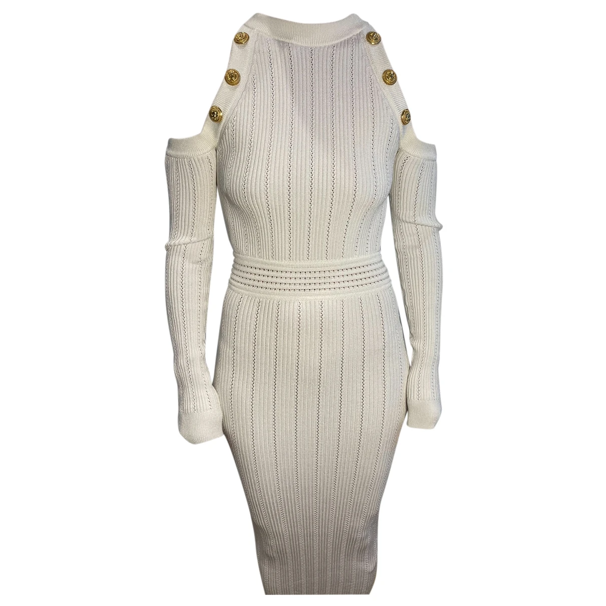 Pre-owned Balmain Mid-length Dress In White
