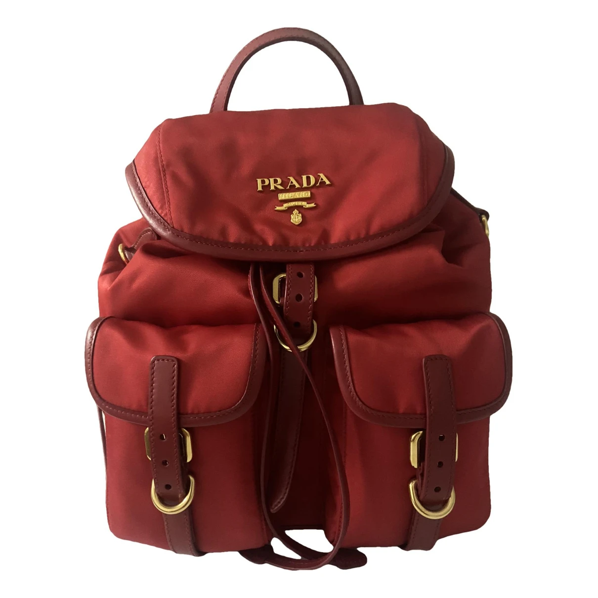Pre-owned Prada Cloth Backpack In Red
